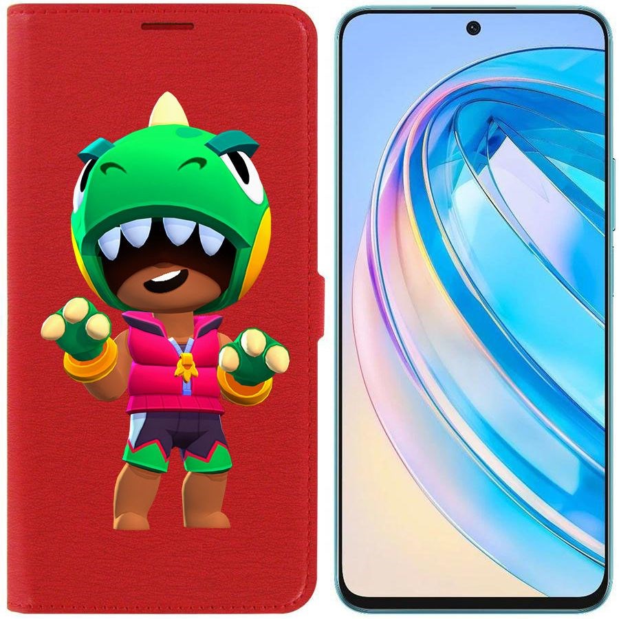 

Чехол-книжка Krutoff Eco Book для Honor X8a Brawl Stars-Дино Леон (красный)