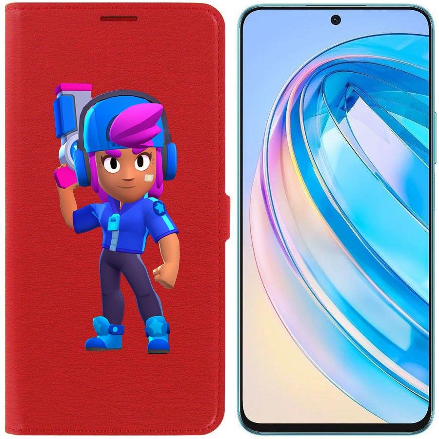 

Чехол-книжка Krutoff Eco Book для Honor X8a Brawl Stars-Звёздная Шелли (красный)