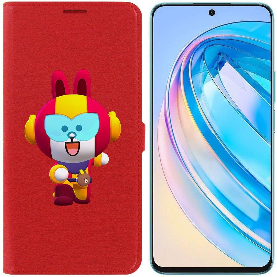 

Чехол-книжка Krutoff Eco Book для Honor X8a Brawl Stars-Кони Макс (красный)
