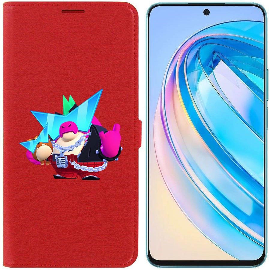 

Чехол-книжка Krutoff Eco Book для Honor X8a Brawl Stars-Плохиш Базз (красный)