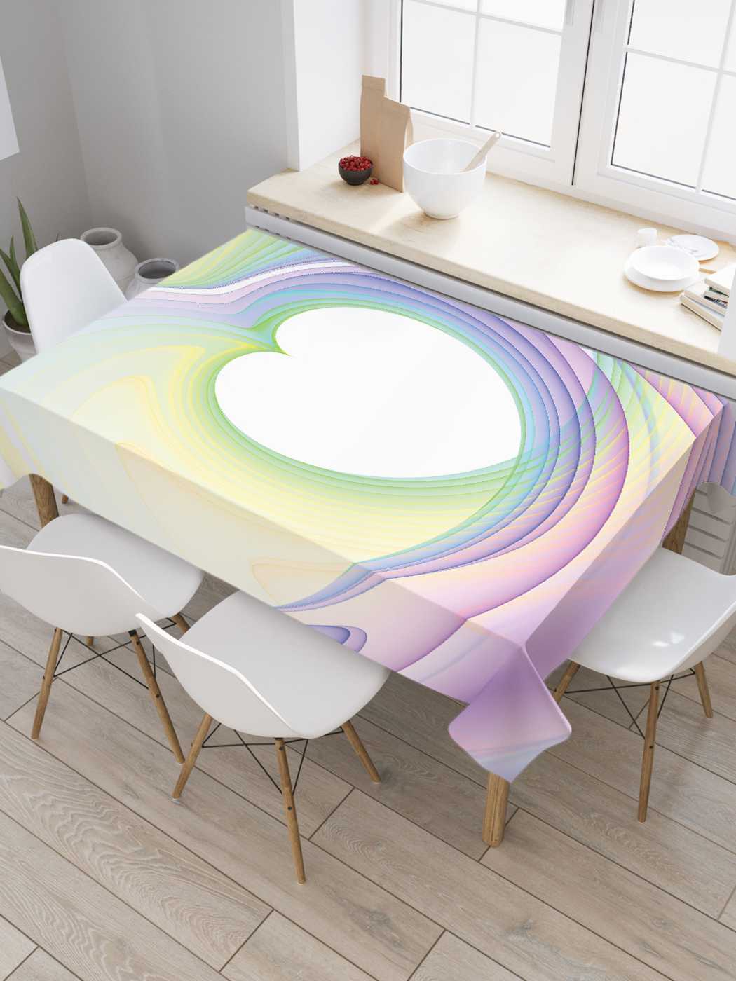 

Скатерть прямоугольная JoyArty "Сердце в иллюзии" из сатена, 180x145 см, Голубой, Сердце в иллюзии