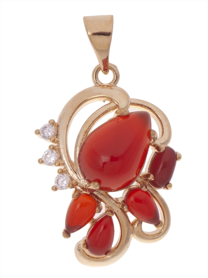 Кулон из бижутерного сплава Lotus Jewelry 3037P-08red-agate агат