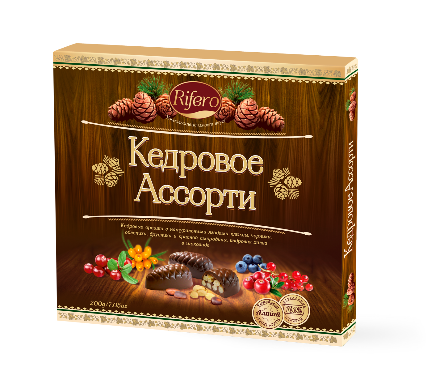 Набор натуральных шоколадных конфет Кедровое Ассорти Rifero Россия