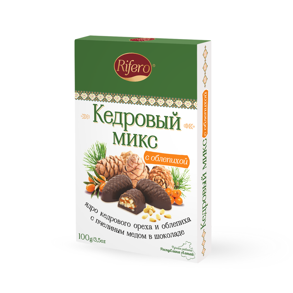 Натуральные шоколадные конфеты Кедровый микс с облепихой Rifero Россия