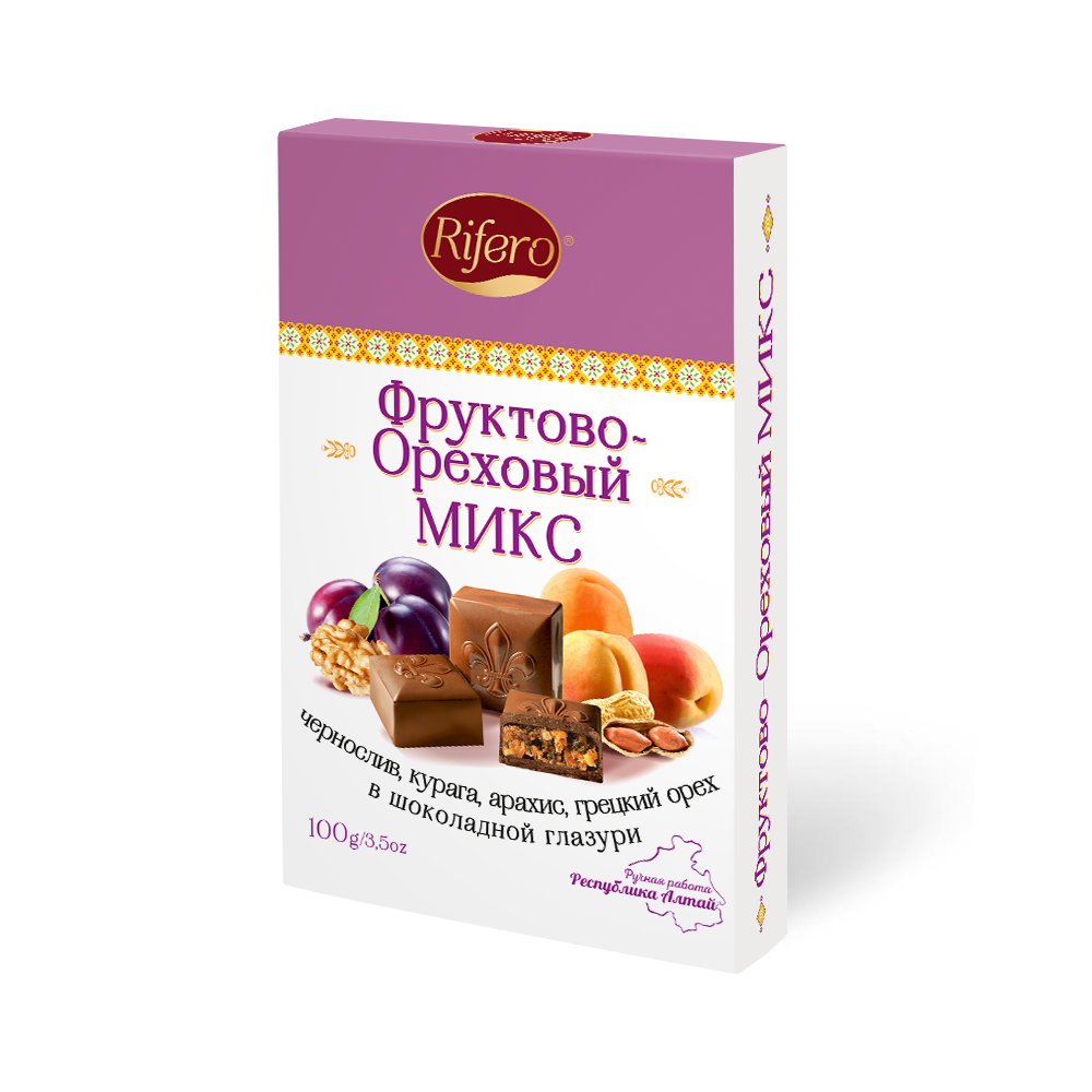 Натуральные шоколадные конфеты фруктово-ореховый микс Rifero Россия