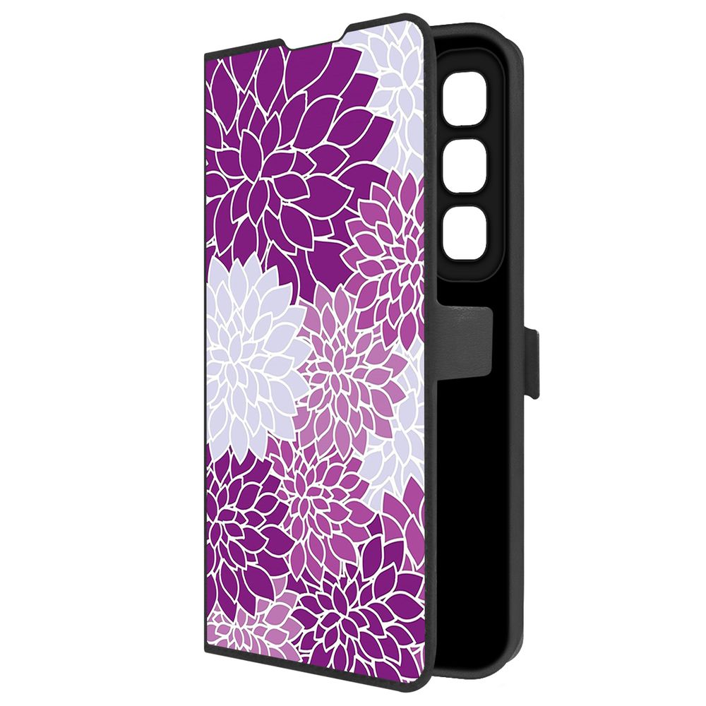 

Чехол-книжка Krutoff Eco Book для Infinix Hot 50 Цветочный паттерн 2 (черный)