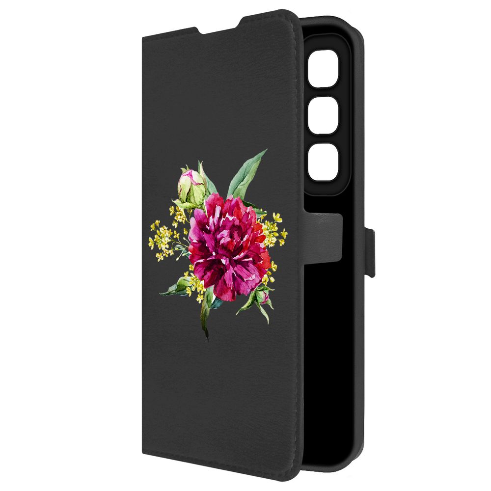 

Чехол-книжка Krutoff Eco Book для INFINIX Hot 50 Цветочная акварель (черный)