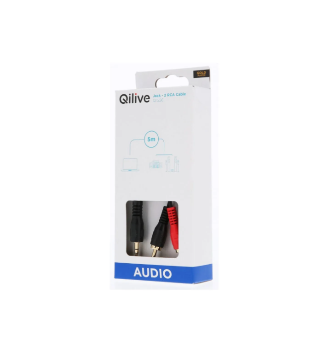 

Кабель акустический Qilive 2RCA 5м, Черный, 2RCA