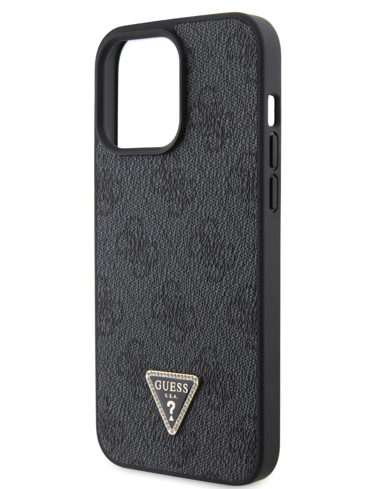 

Чехол Guess для iPhone 15 Pro Max с ремешком 4G Triangle Diamond, черный