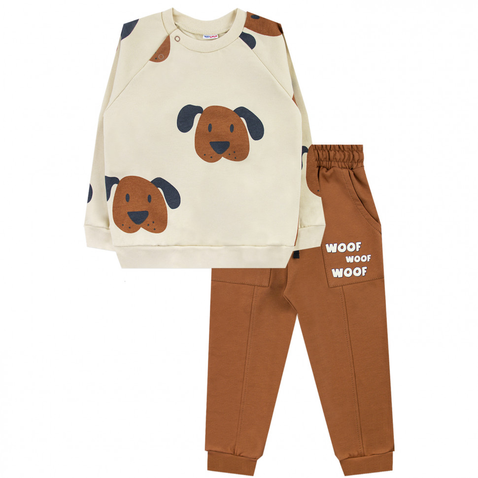 Костюм повседневный YOULALA Woof, коричневый; бежевый, 86 fun kits раскрась лицо мордочки собак