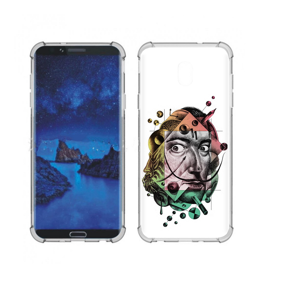 

Чехол MyPads Tocco для Samsung Galaxy J7 (2018) разноцветное лицо абстракция, Прозрачный, Tocco