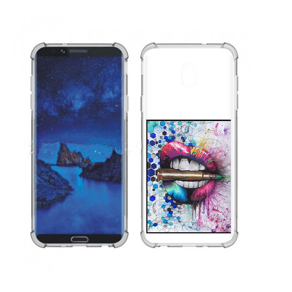 Чехол MyPads Tocco для Samsung Galaxy J7 (2018) разноцветные губы с пулей
