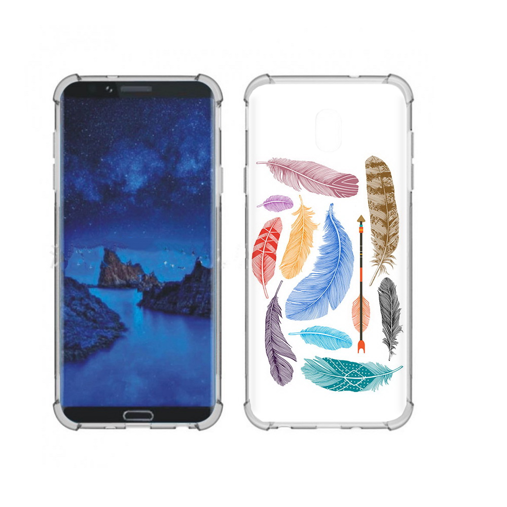 

Чехол MyPads Tocco для Samsung Galaxy J7 (2018) разноцветные перья (PT226928.596.572), Прозрачный, Tocco