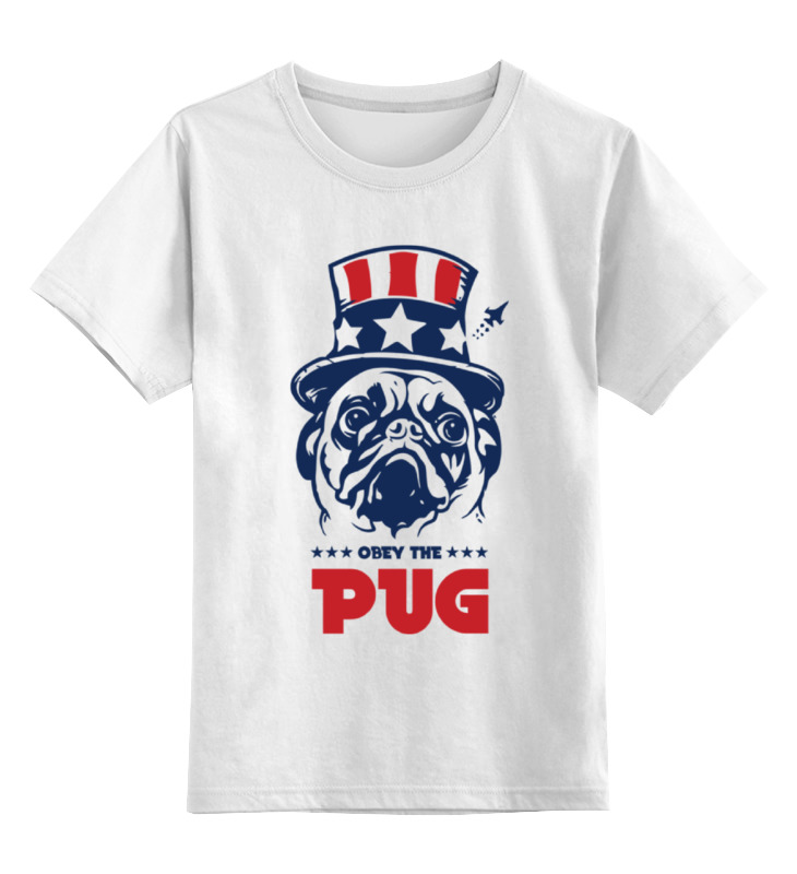 

Футболка детская Printio Мопс президент (obey pug) цв. белый р. 128, Мопс президент (obey pug)