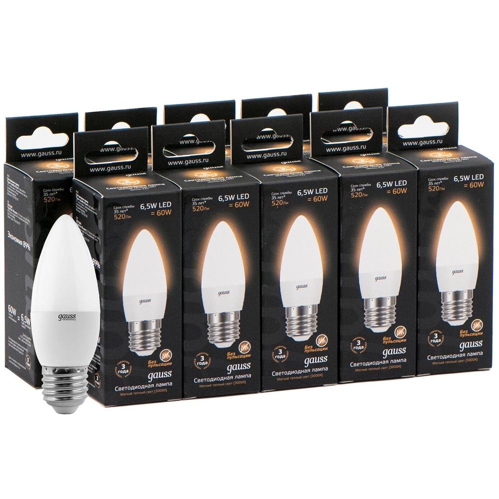 

Упаковка светодиодных ламп Gauss Black LED Candle E27 6.5W 2700K 103102107 x10, Black LED Candle E27 6.5W 2700K 103102107 x10