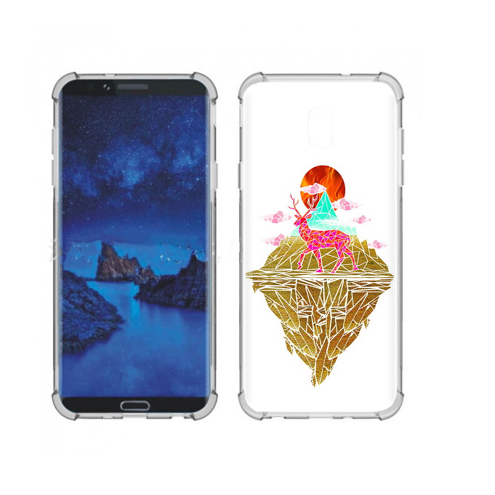Чехол MyPads Tocco для Samsung Galaxy J7 (2018) розовый олень абстракция