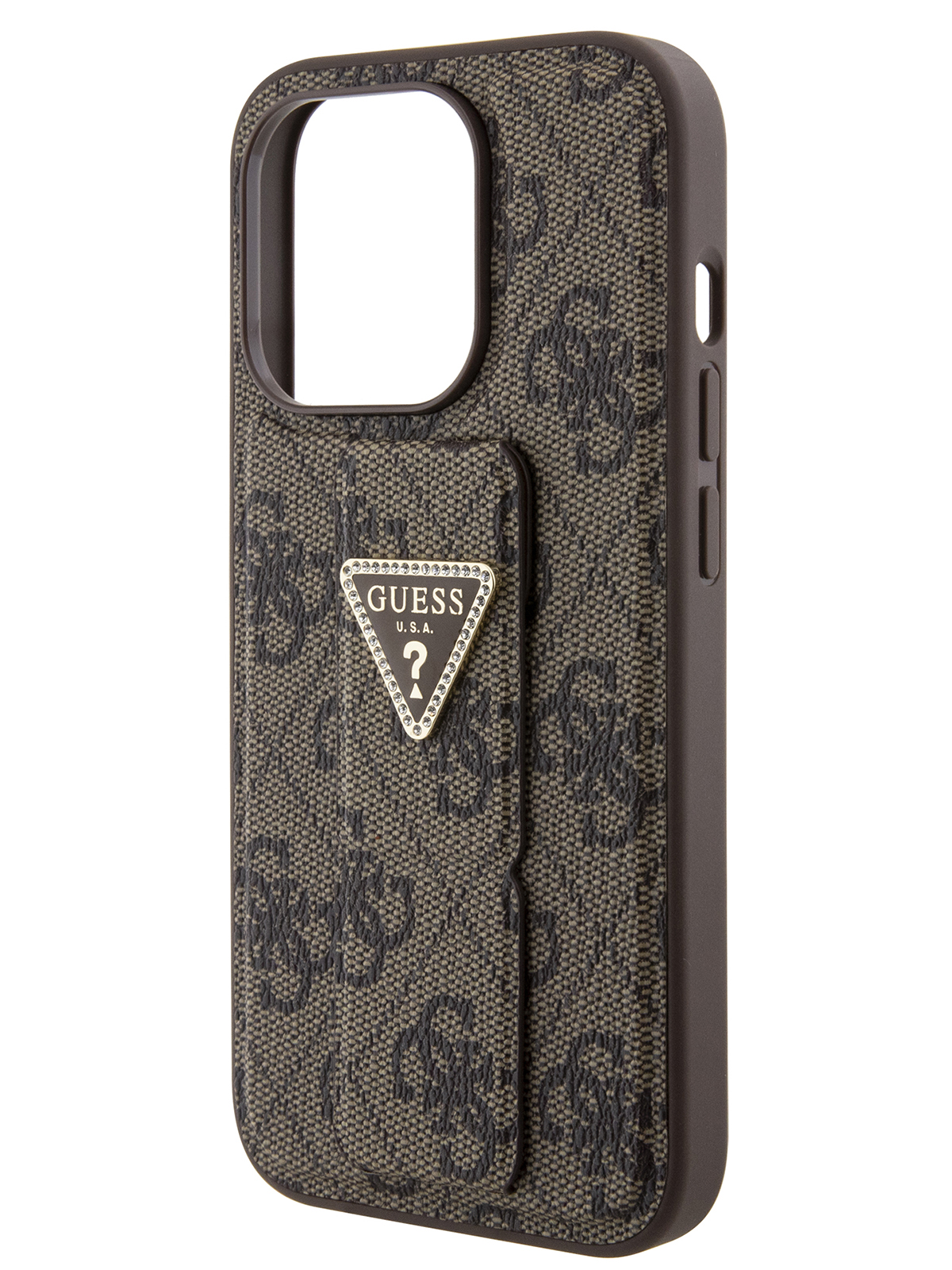

Чехол Guess для iPhone 15 Pro Max с ремешком и функцией подставки Triangle, коричневый