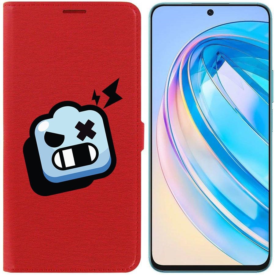 

Чехол-книжка Krutoff Eco Book для Honor X8a Brawl Stars-Роборубка (красный)