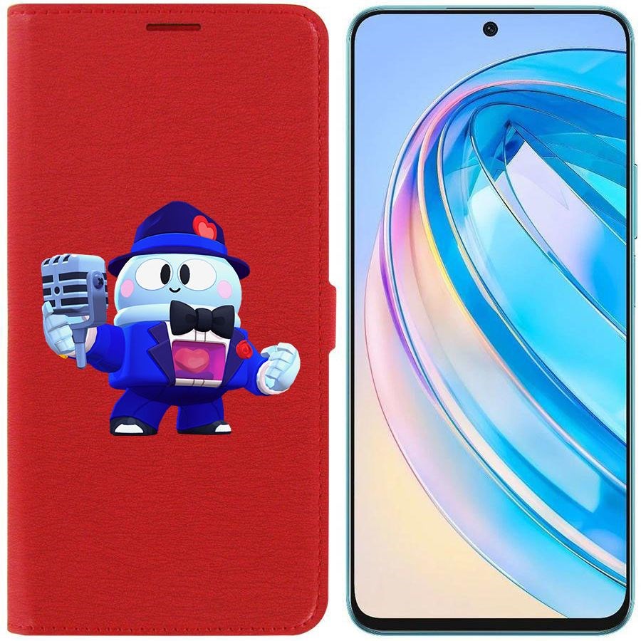

Чехол-книжка Krutoff Eco Book для Honor X8a Brawl Stars-Стильный Лу (красный)
