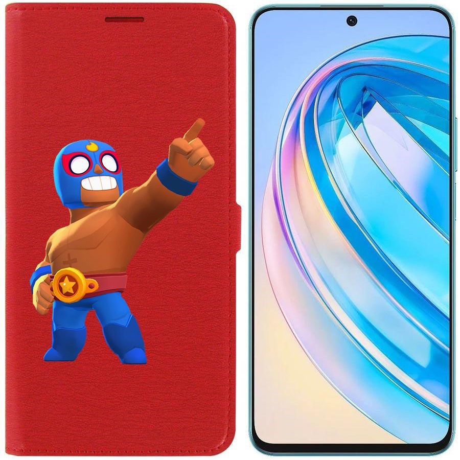

Чехол-книжка Krutoff Eco Book для Honor X8a Brawl Stars-Эль Примо (красный)