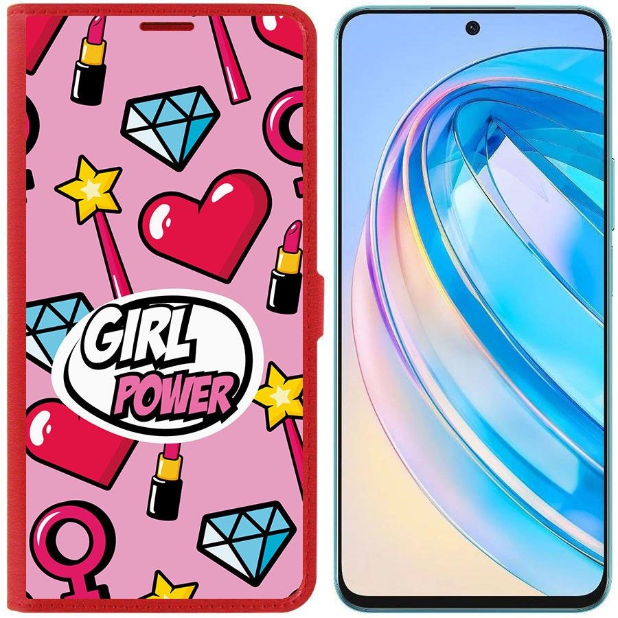 Чехол-книжка Krutoff Eco Book для Honor X8a Girl Power (красный)