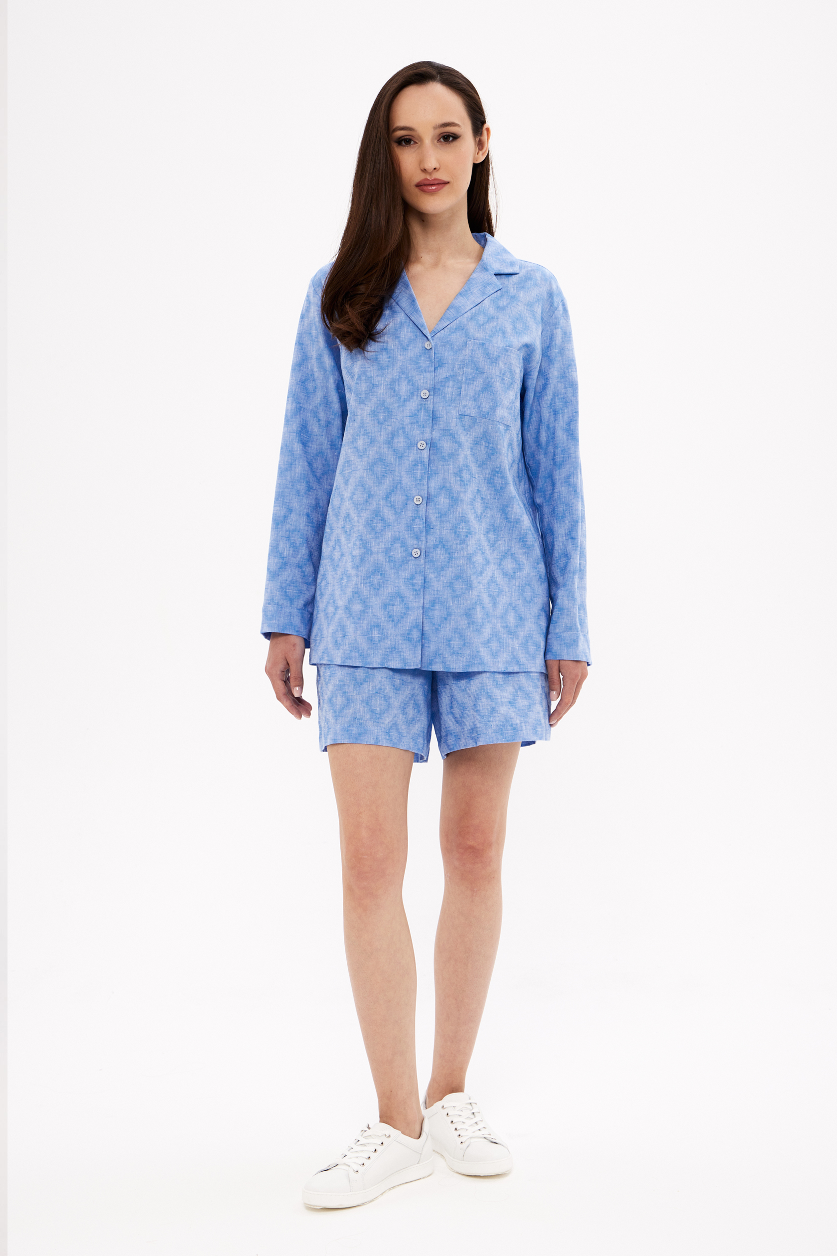 

Пижама женская MAISON LOVERS Blue Linen голубая L, Голубой, Blue Linen