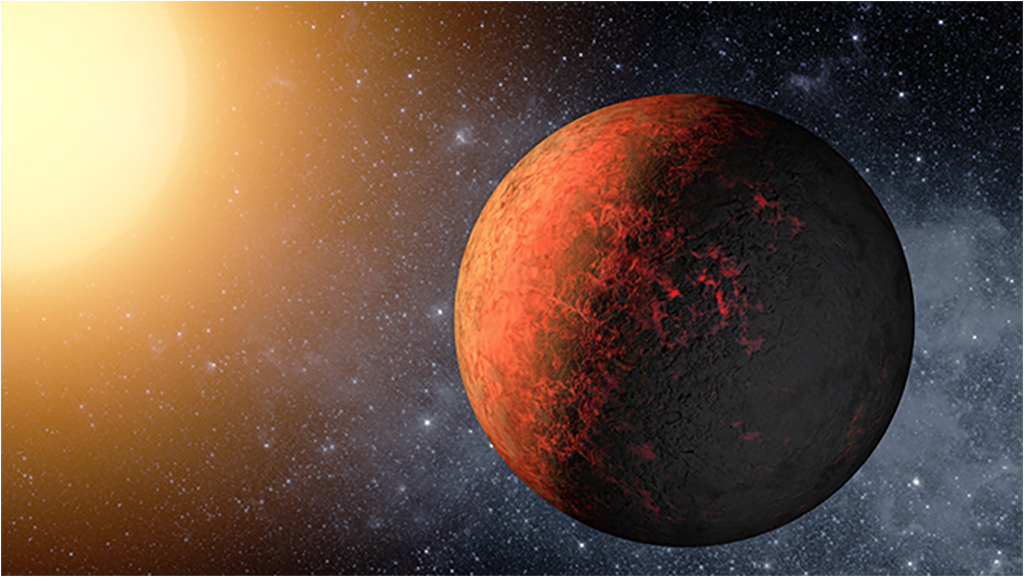 фото Картина на холсте с подрамником хитарт оранжевая планета 80x45 см модулка