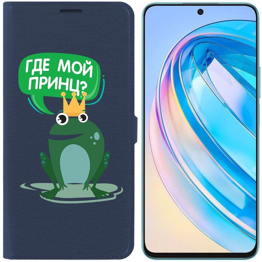 

Чехол-книжка Krutoff Eco Book для Honor X8a Лягушка (синий)