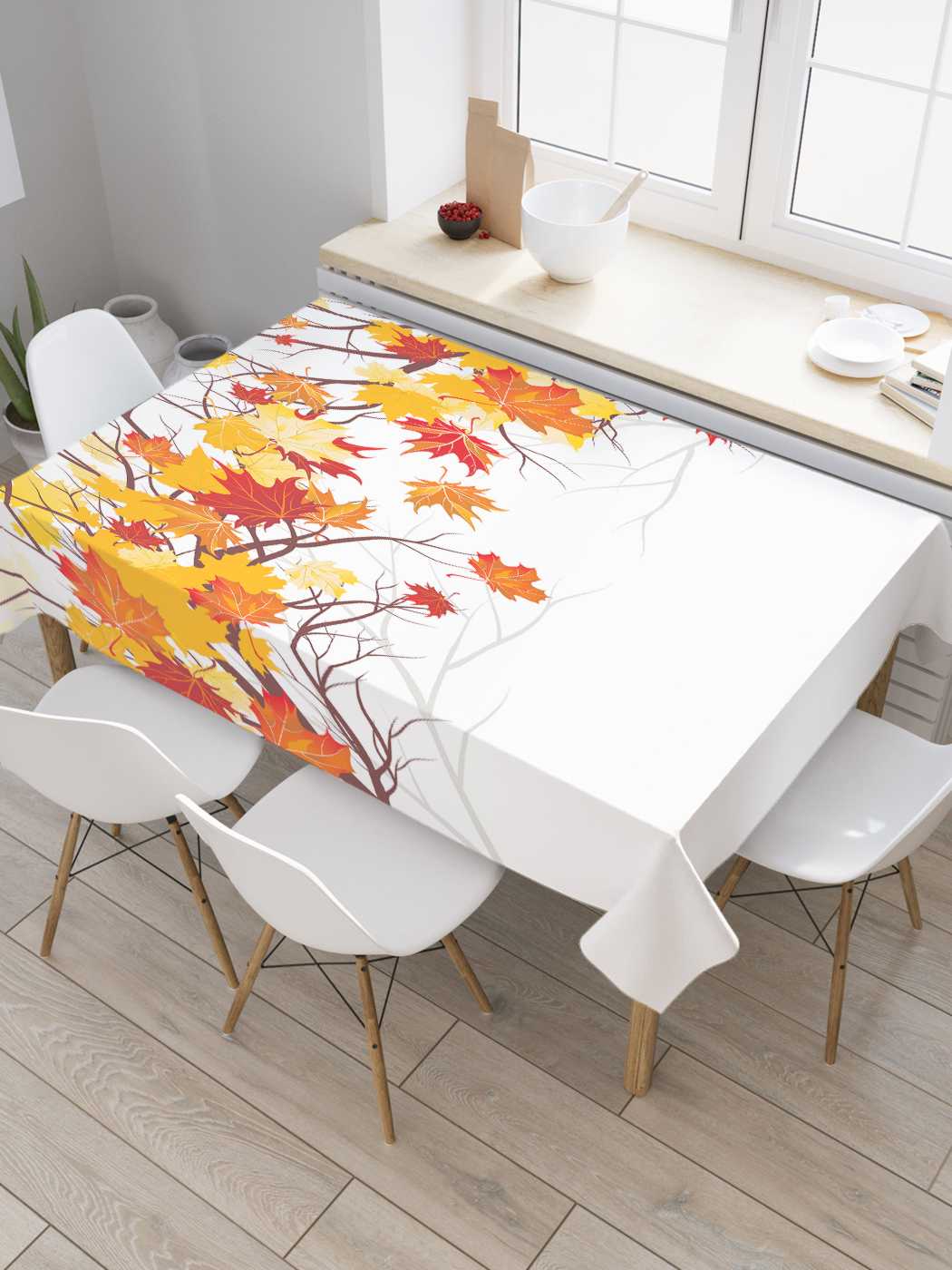 

Скатерть прямоугольная JoyArty "Последние листья" из сатена, 180x145 см, Красный, Последние листья