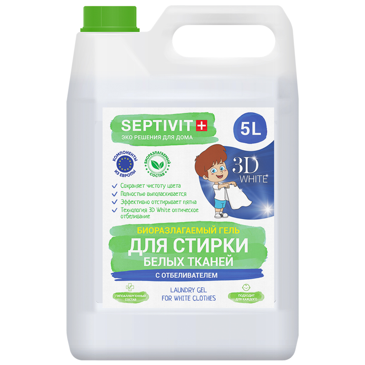 фото Гель для стирки белых тканей septivit premium 5л