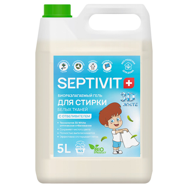 фото Гель для стирки белых тканей septivit premium 5л