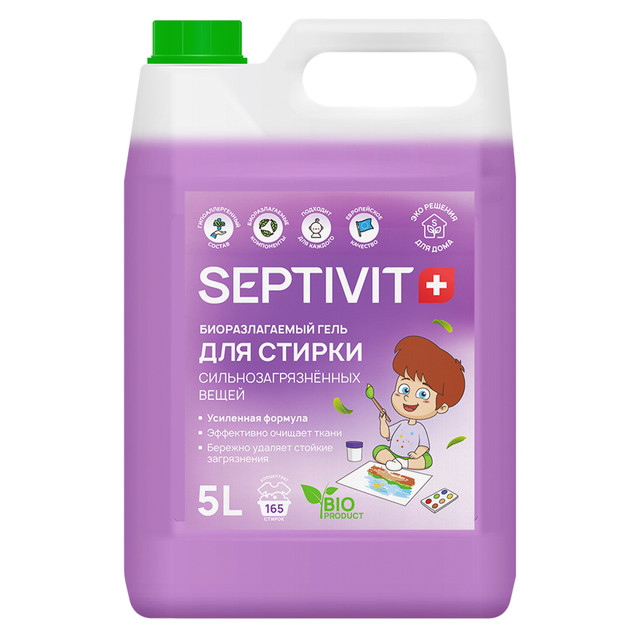 фото Гель для стирки сильно загрязненных вещей septivit premium 5л