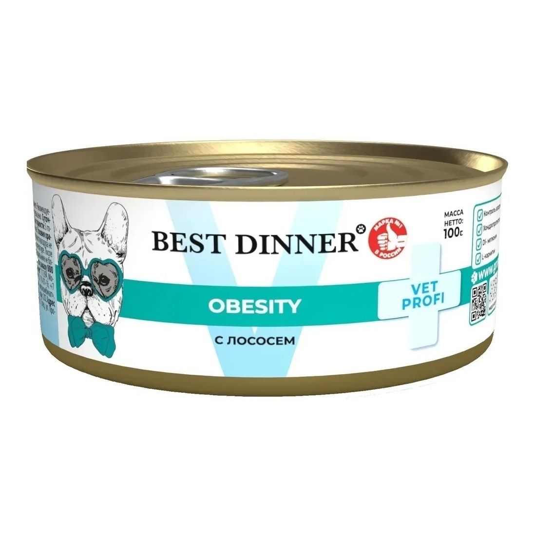 Влажный корм для собак Best Dinner Vet Profi Obesity с лососем 100 г 165₽