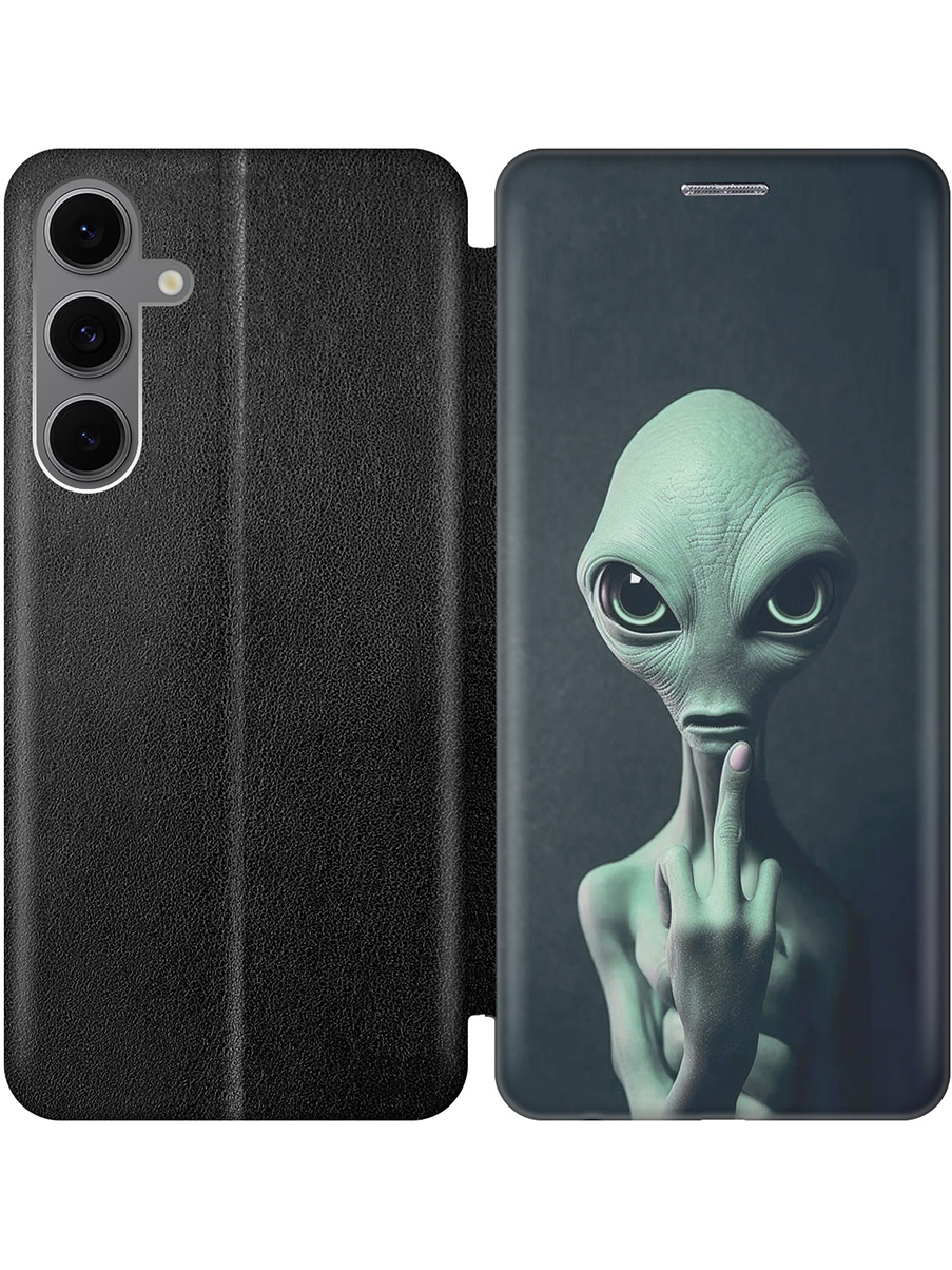 

Чехол-книжка на Samsung Galaxy S24 FE с принтом "Инопланетянин" черный, Черный;зеленый;синий, 786718113