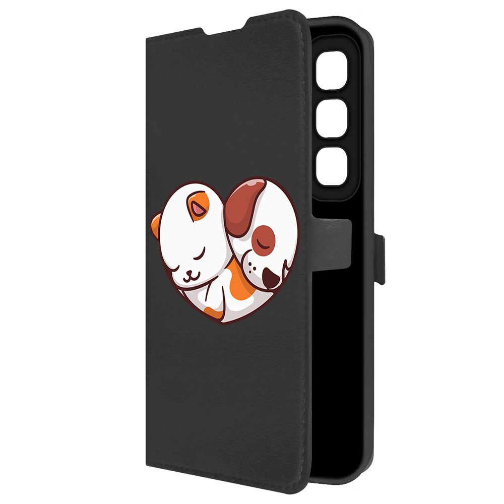

Чехол-книжка Krutoff Eco Book для Infinix Hot 50 Котёнок и Щенок (черный)
