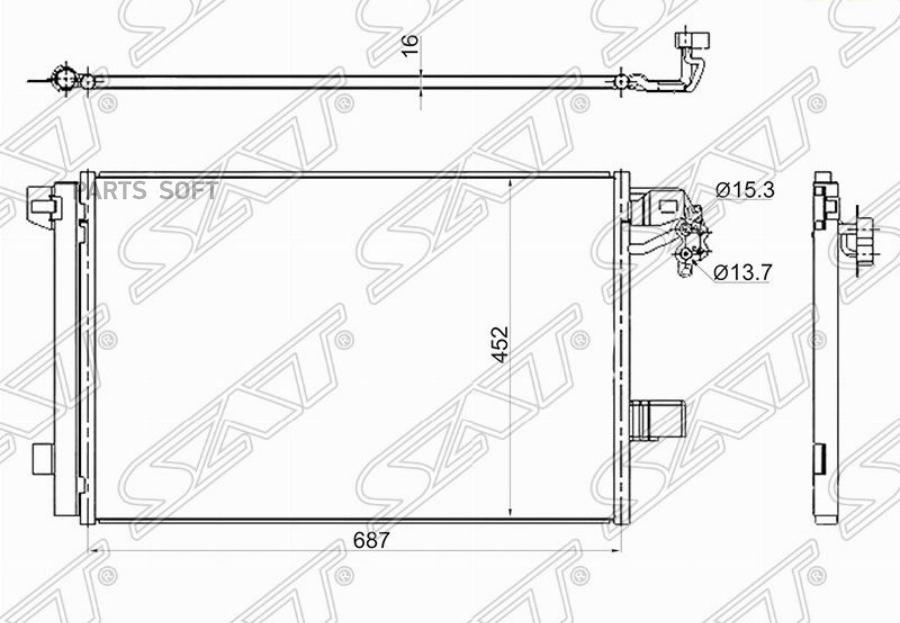 SAT Радиатор кондиционера VW TRANSPORTER T5 09-/MULTIVAN 2,0D 09-