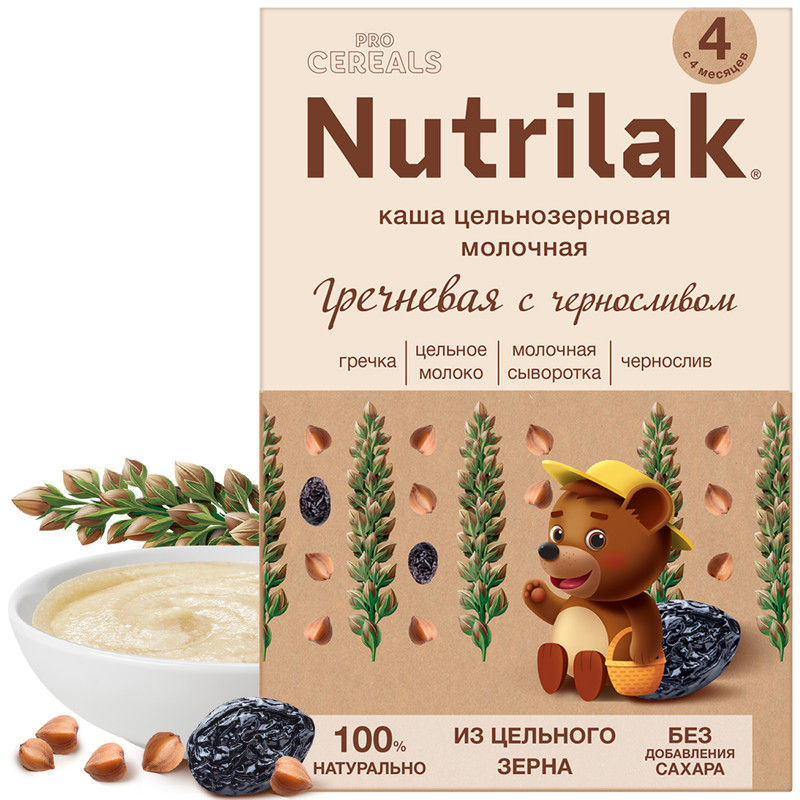 Каша молочная Nutrilak гречневая чернослив Premium Procereals с 4 месяцев, 200 г