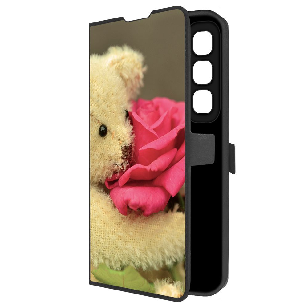

Чехол-книжка Krutoff Eco Book для INFINIX Hot 50 Медвежонок с розой (черный)