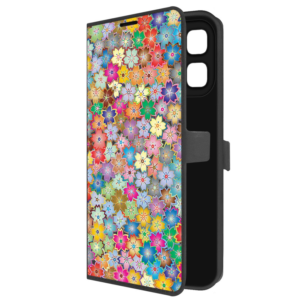 

Чехол-книжка Krutoff Eco Book для INFINIX Hot 50i Цветочный паттерн 4 (черный)