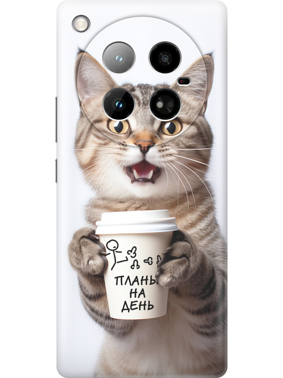 

Силиконовый чехол на Infinix Zero 40 4G с принтом "Котик и его планы на день", Прозрачный;белый;коричневый, 786722312