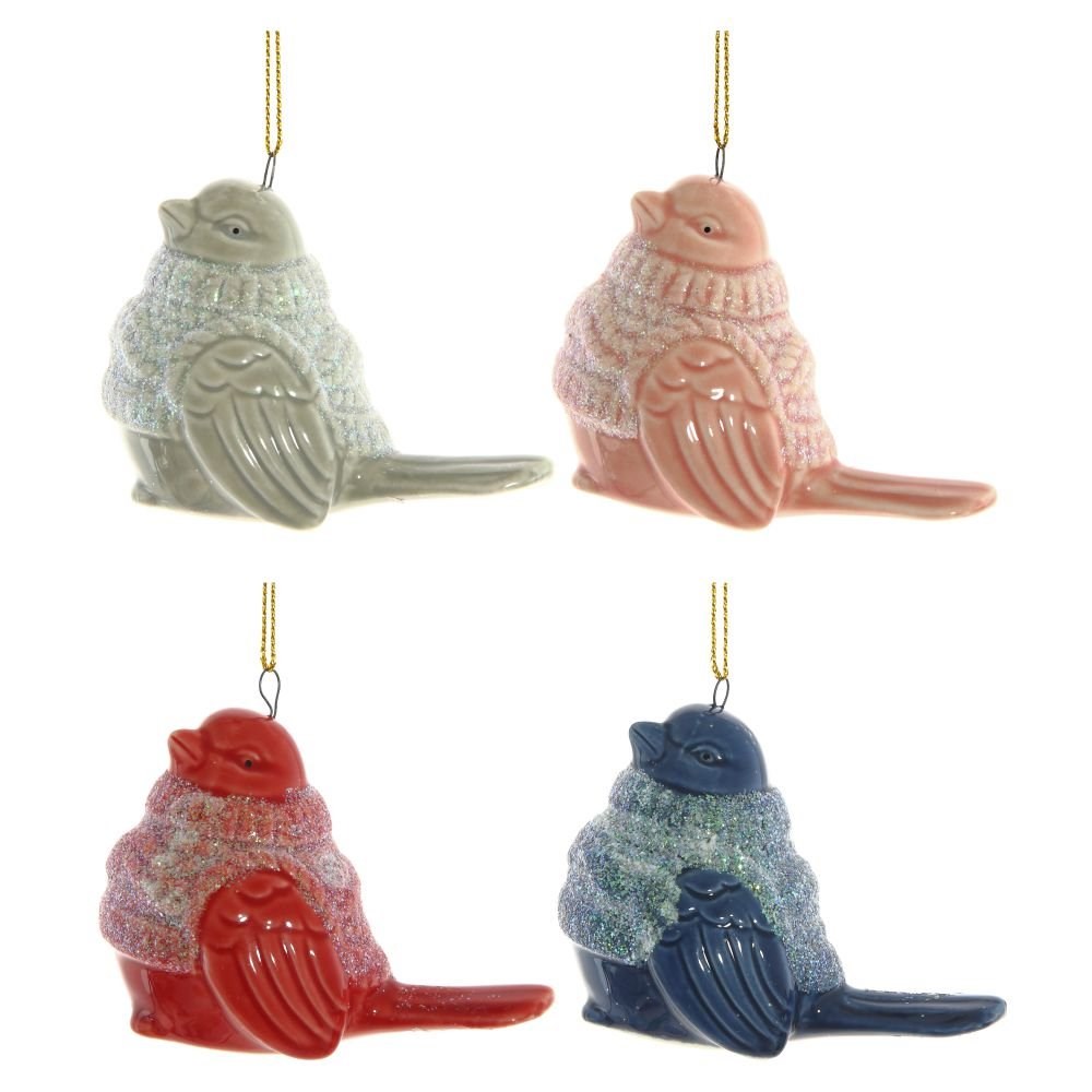 Елочная игрушка OLDIM Птичка 753831 1 шт. красная розовая серая синий