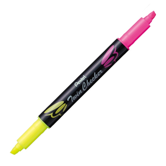 

Текстовыделитель Pentel TwinCheсker 1-3мм SLW8 (желтый-розовый), Разноцветный