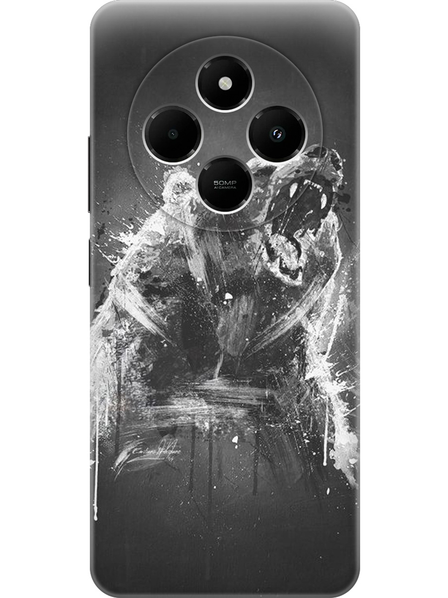 

Силиконовый чехол на Xiaomi Redmi 14C, Poco C75 с принтом "Разъяренный медведь", Прозрачный;коричневый;серый;черный, 786715713