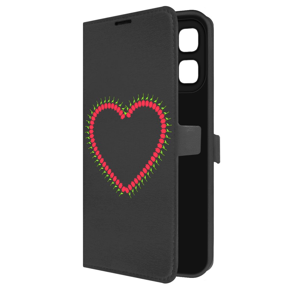 

Чехол-книжка Krutoff Eco Book для INFINIX Hot 50i Сердце из тюльпанов (черный)