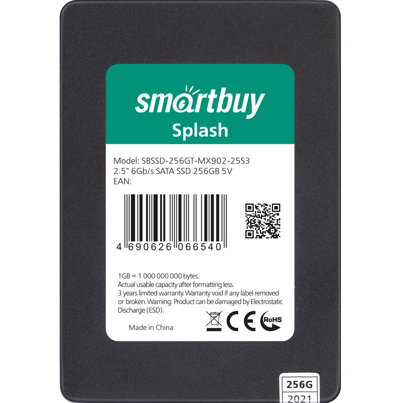 

SSD накопитель SmartBuy Splash mk1 2.5" 256 ГБ (SBSSD-256GT-MX902-25S3), Splash mk1