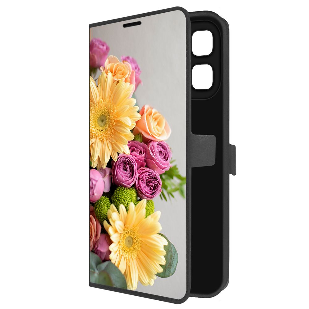 

Чехол-книжка Krutoff Eco Book для INFINIX Hot 50i Букет (черный)