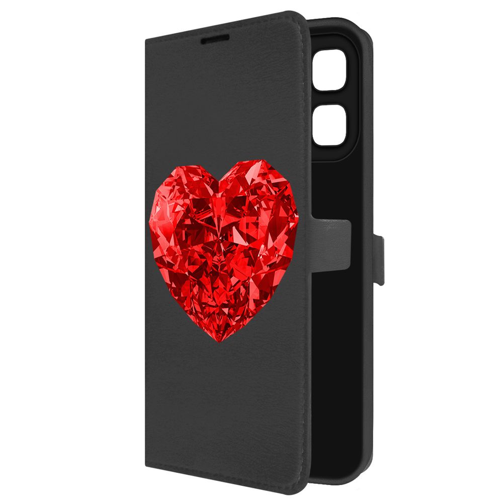 

Чехол-книжка Krutoff Eco Book для Infinix Hot 50i Рубиновое сердце (черный)
