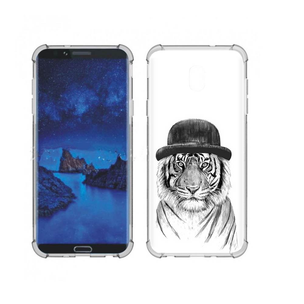 

Чехол MyPads Tocco для Samsung Galaxy J7 (2018) тигр британец (PT226928.596.641), Прозрачный, Tocco