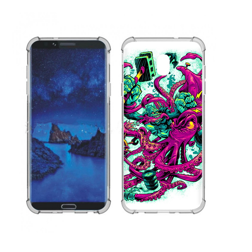

Чехол MyPads Tocco для Samsung Galaxy J7 (2018) фиолетовый кракен (PT226928.596.657), Прозрачный, Tocco