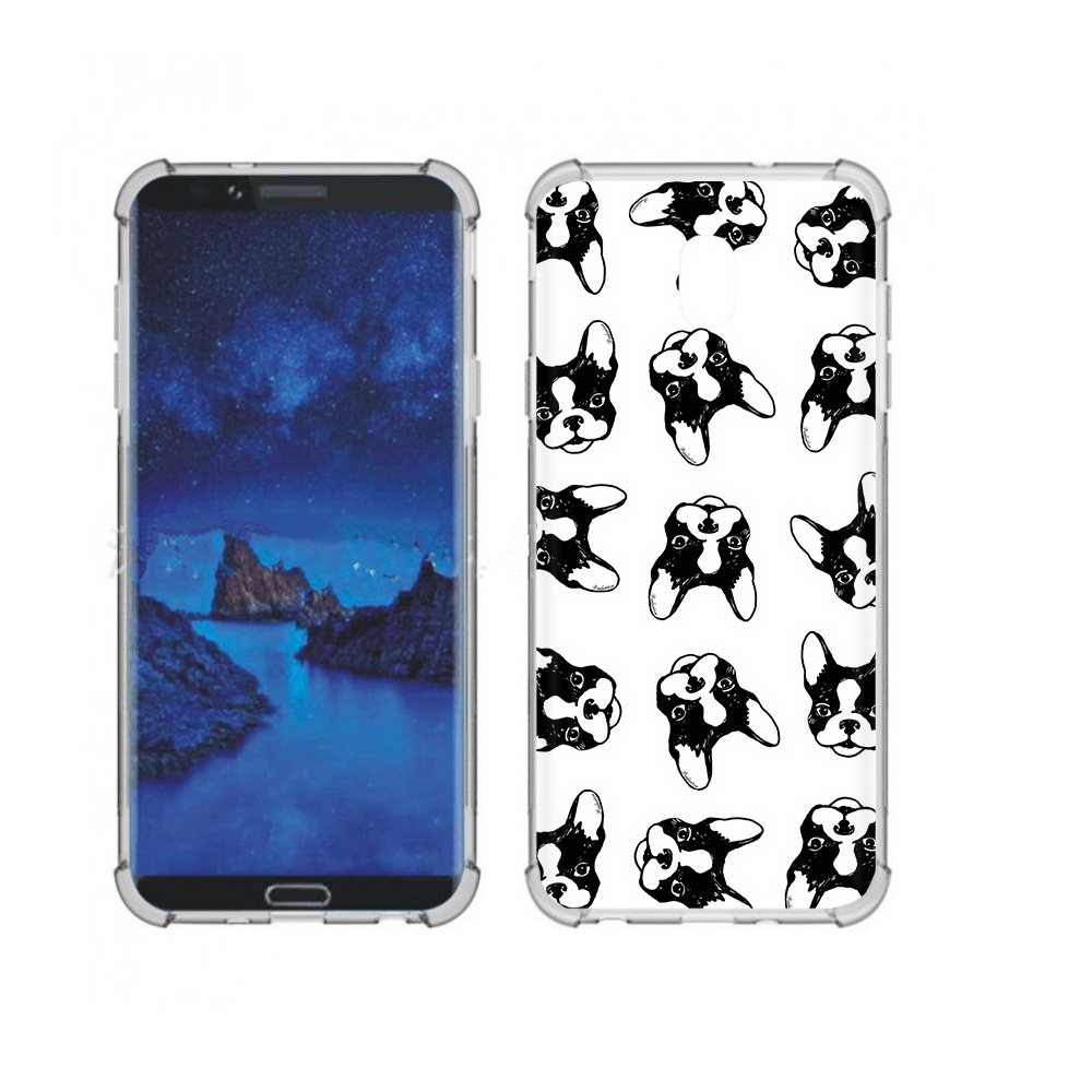 

Чехол MyPads Tocco для Samsung Galaxy J7 (2018) черно белые собачки (PT226928.596.683), Прозрачный, Tocco